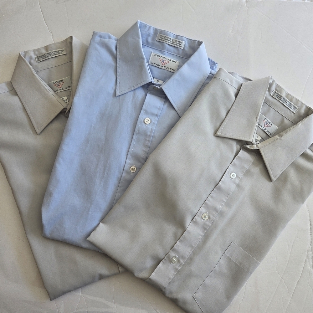 Three Men's Classic Vintage Dress Short Sleeve Shirts
